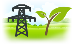 Illustration of a power line and a young sapling